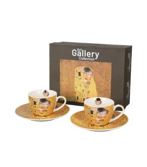 2 filiżanki espresso ze spodkami THE KISS Classic inspired by Gustav Klimt