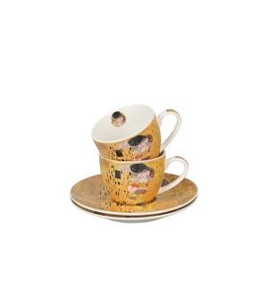 2 filiżanki espresso ze spodkami THE KISS Classic inspired by Gustav Klimt