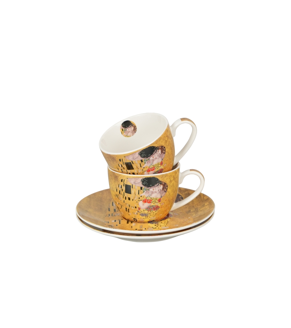 2 filiżanki espresso ze spodkami THE KISS Classic inspired by Gustav Klimt