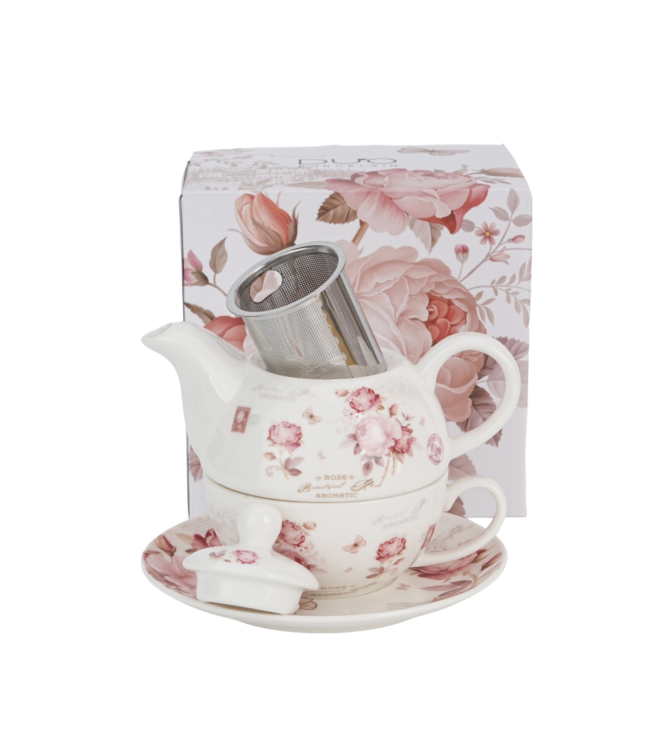 Filiżanka z dzbankiem z zaparzaczem ze stali nierdzewnej SECESJA