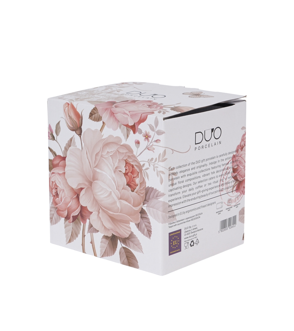 Filiżanka z dzbankiem z zaparzaczem ze stali nierdzewnej SECESJA