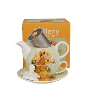 Filiżanka z dzbankiem i zaparzaczem SUNFLOWERS inspired by Van Gogh