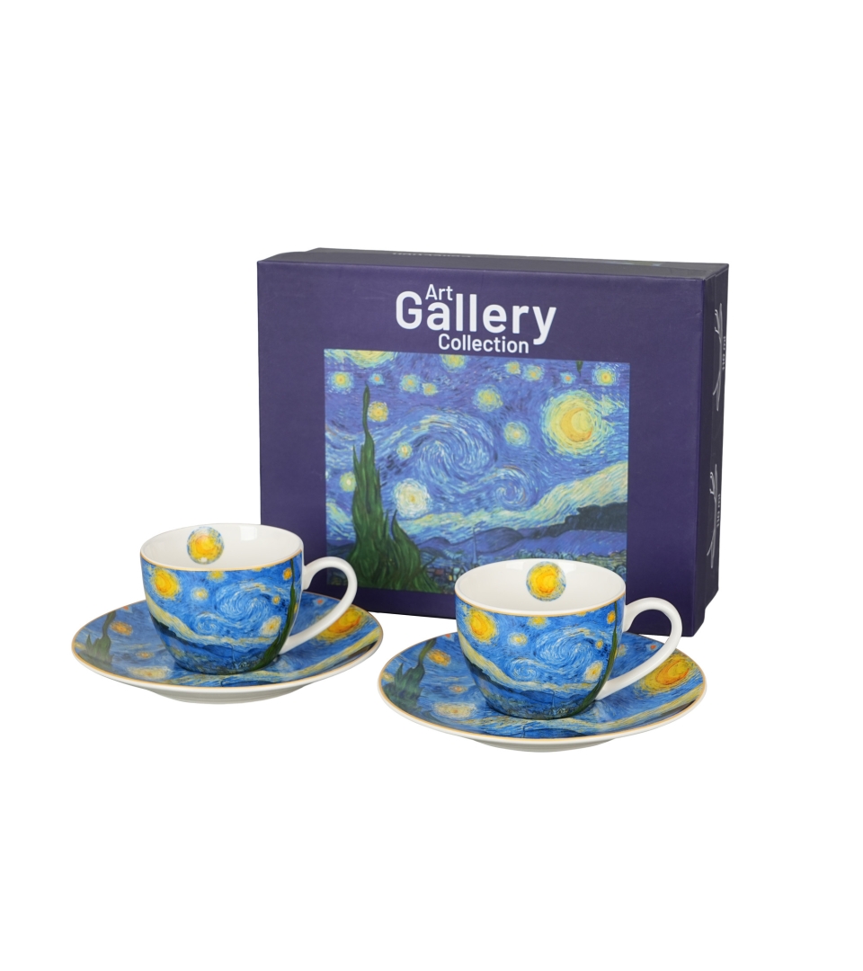 2 filiżanki espresso ze spodkami STARRY NIGHT inspired by Van Gogh