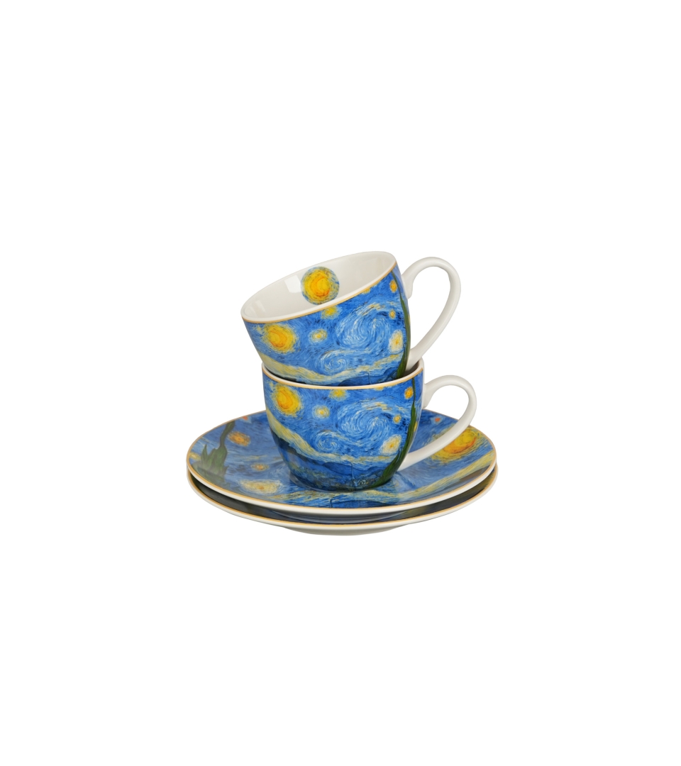 2 filiżanki espresso ze spodkami STARRY NIGHT inspired by Van Gogh