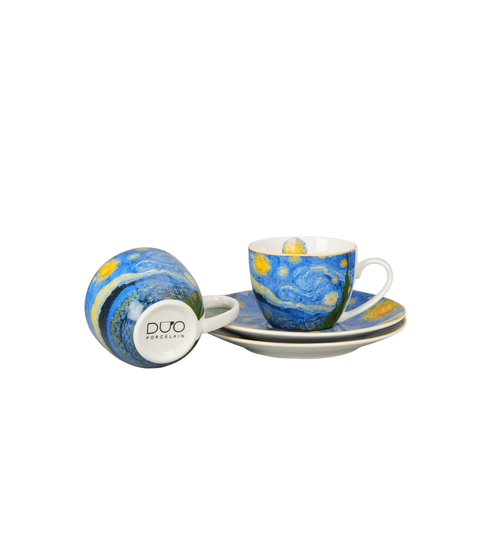 2 filiżanki espresso ze spodkami STARRY NIGHT inspired by Van Gogh