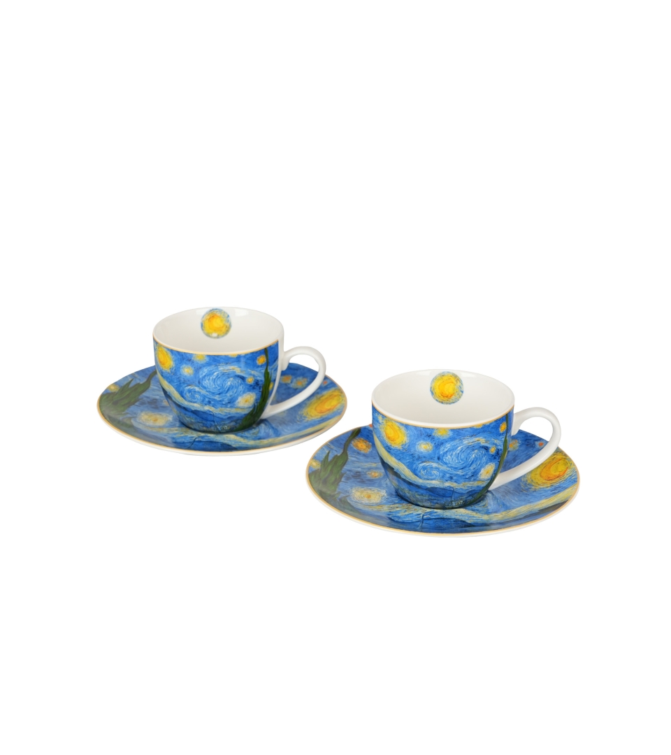 2 filiżanki espresso ze spodkami STARRY NIGHT inspired by Van Gogh