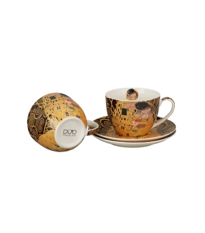 2 filiżanki ze spodkami THE KISS BROWN inspired by Klimt