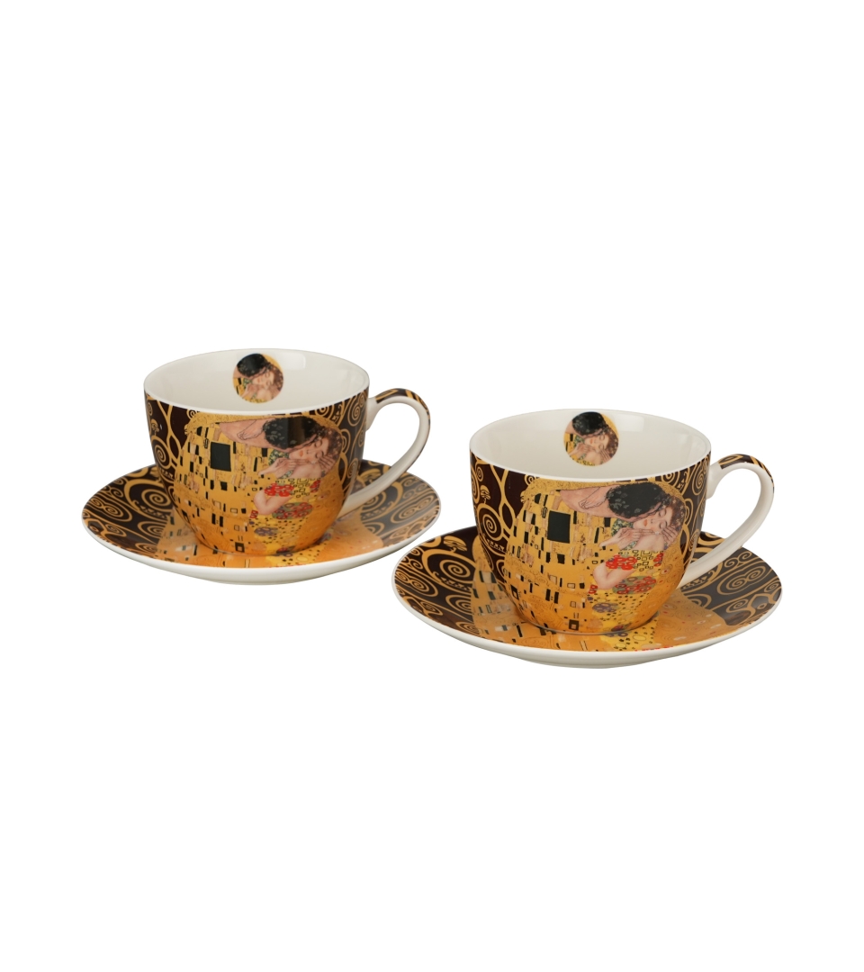 2 filiżanki ze spodkami THE KISS BROWN inspired by Klimt