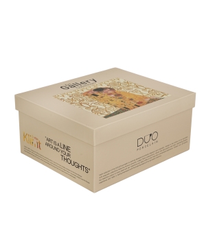 2 filiżanki ze spodkami THE KISS ECRU inspired by Klimt