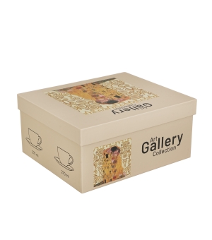 2 filiżanki ze spodkami THE KISS ECRU inspired by Klimt