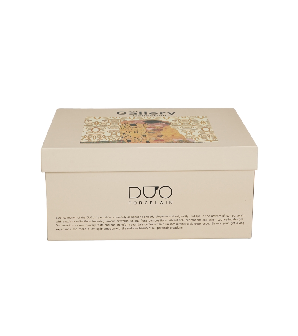 2 filiżanki ze spodkami THE KISS ECRU inspired by Klimt