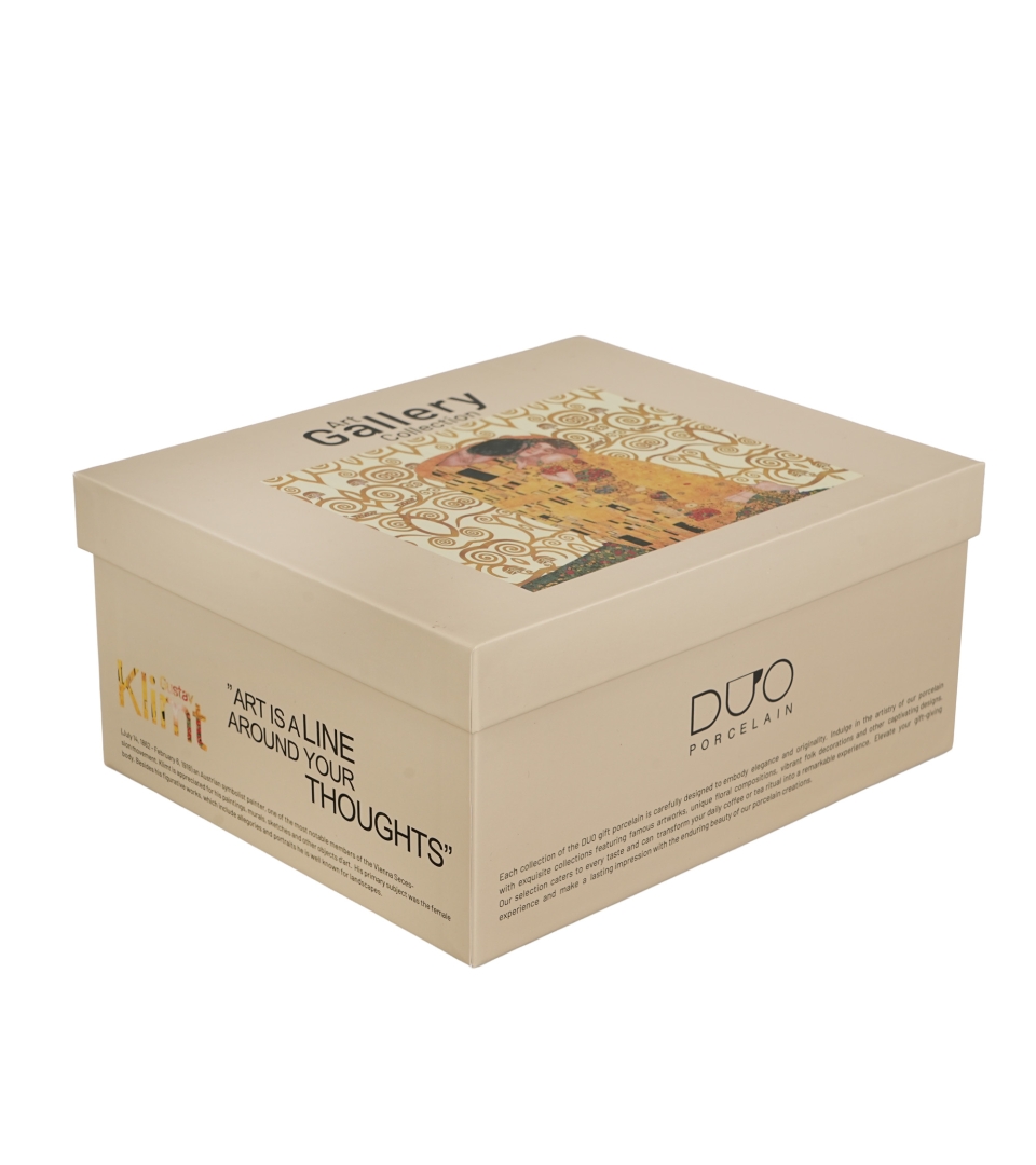 2 filiżanki ze spodkami THE KISS ECRU inspired by Klimt