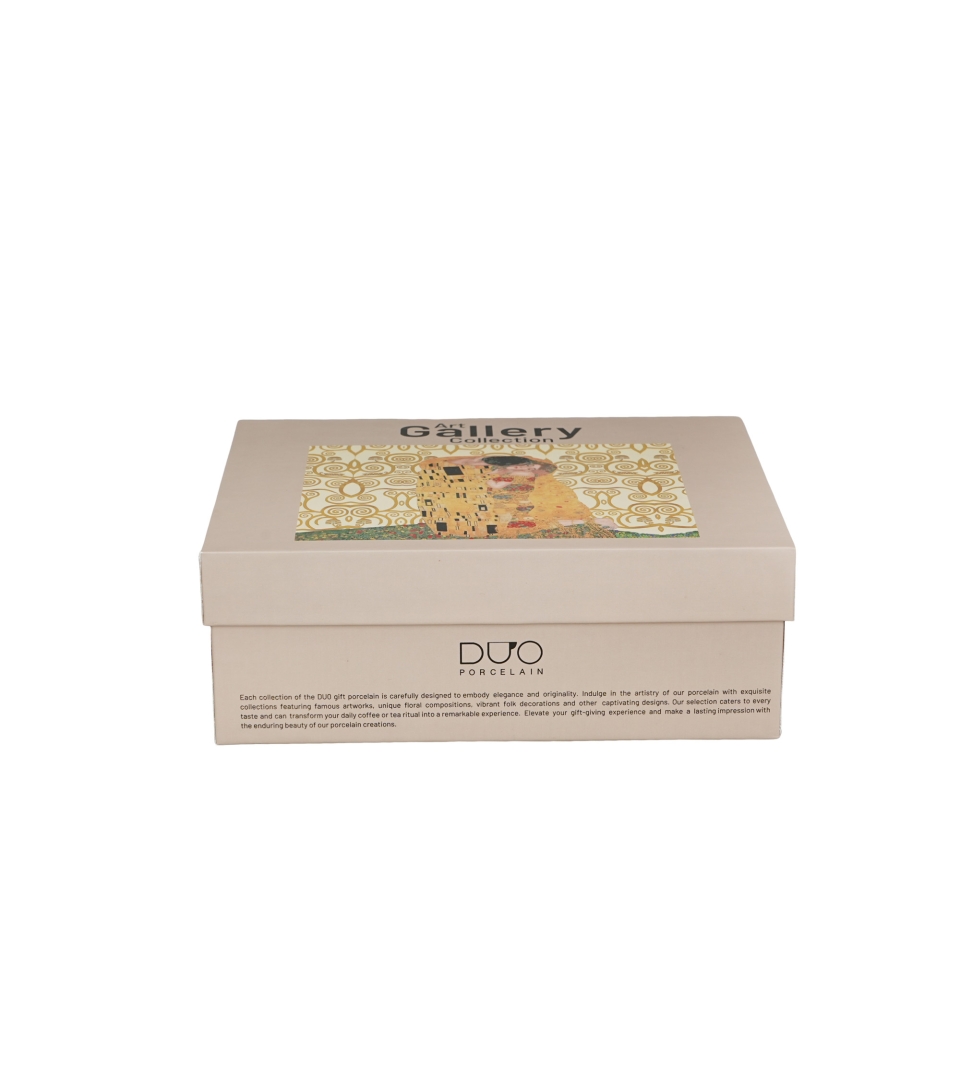 2 filiżanki espresso ze spodkami THE KISS ECRU inspired by Klimt