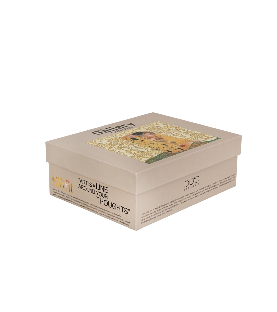 2 filiżanki espresso ze spodkami THE KISS ECRU inspired by Klimt