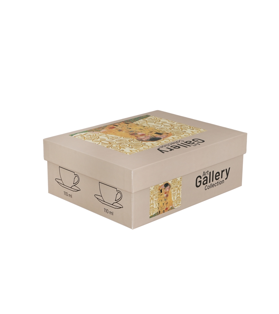 2 filiżanki espresso ze spodkami THE KISS ECRU inspired by Klimt