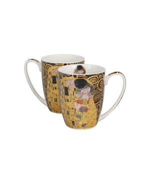 2 kubki classic THE KISS BROWN inspired by Klimt