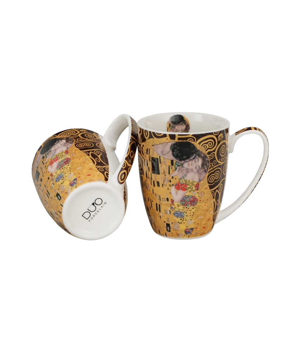 2 kubki classic THE KISS BROWN inspired by Klimt
