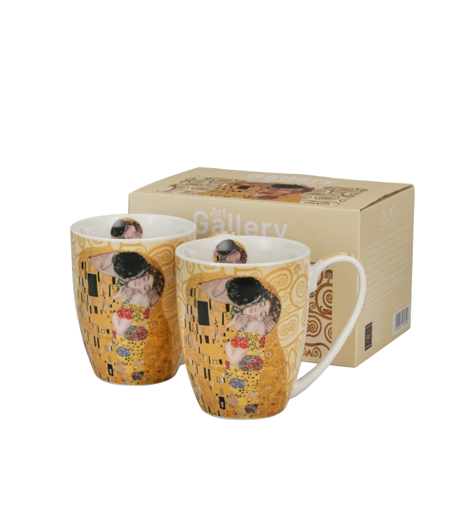 2 kubki classic THE KISS ECRU inspired by Klimt