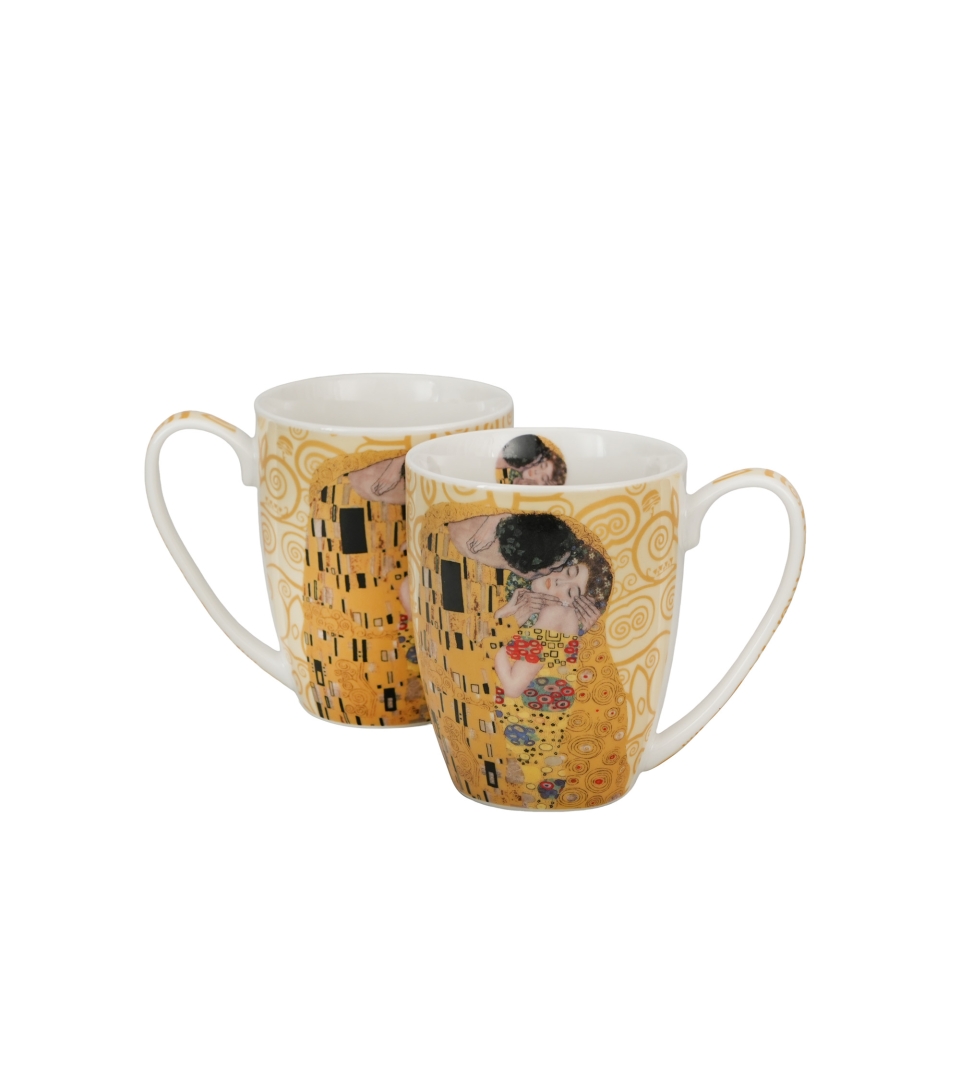 2 kubki classic THE KISS ECRU inspired by Klimt