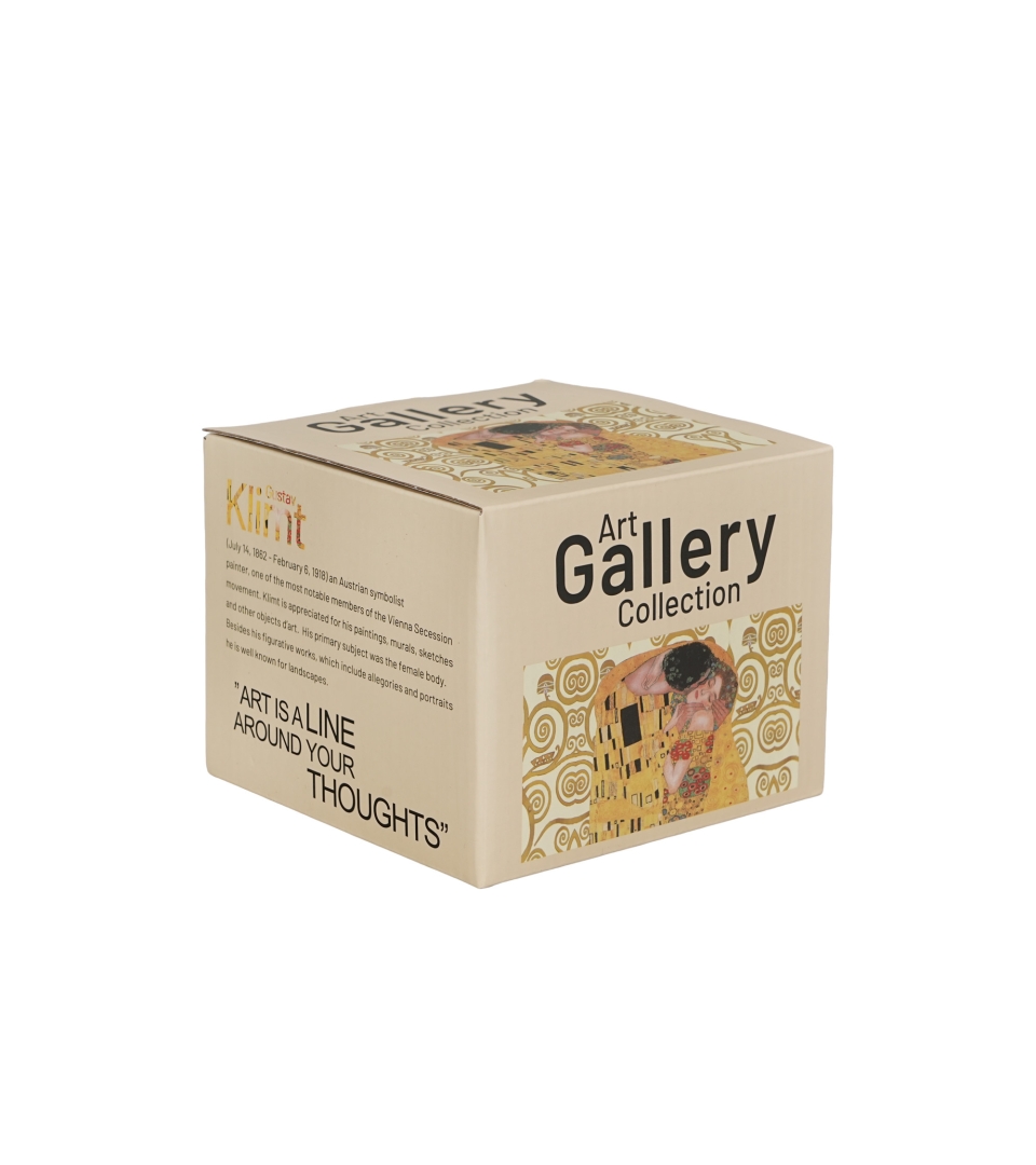 Kubek prosty THE KISS ECRU inspired by Klimt