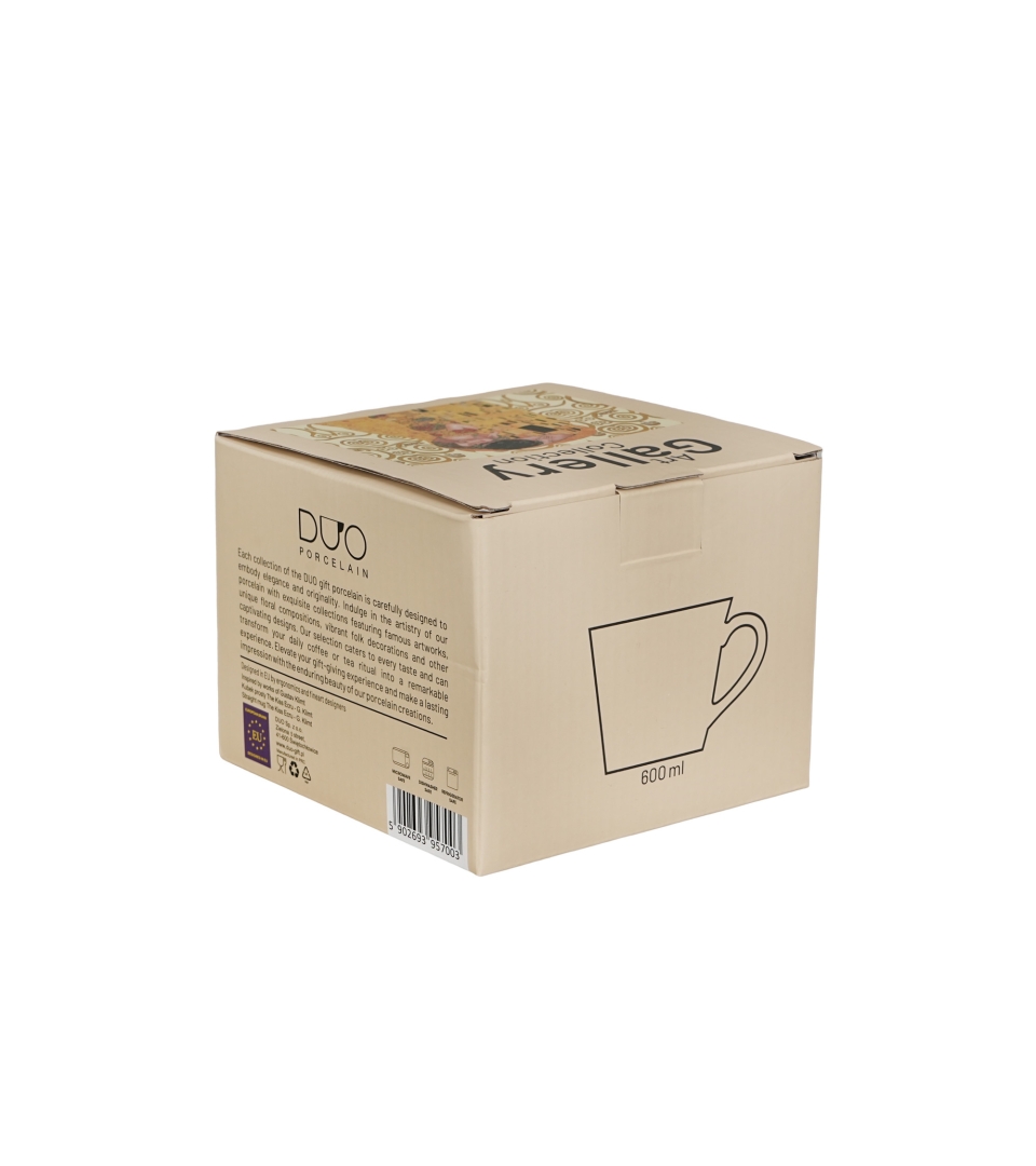 Kubek prosty THE KISS ECRU inspired by Klimt