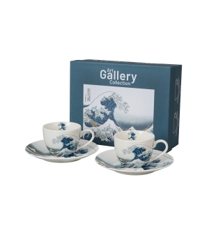 2 filiżanki espresso ze spodkami THE GREAT WAVE inspired by HOKUSAI