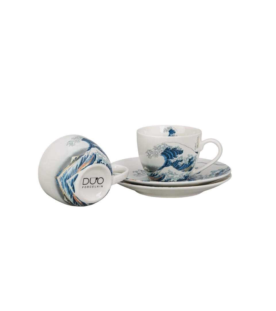 2 filiżanki espresso ze spodkami THE GREAT WAVE inspired by HOKUSAI