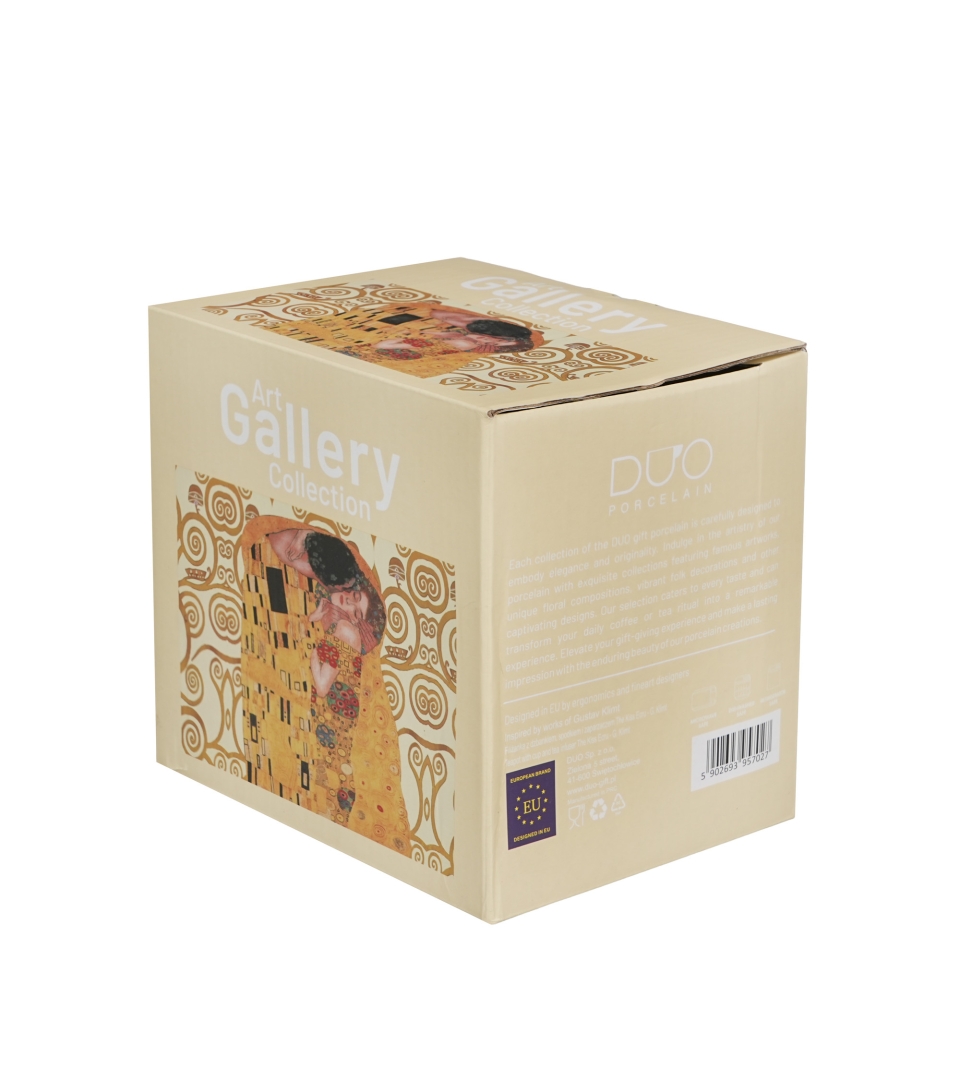 Filiżanka z dzbankiem i zaparzaczem THE KISS ECRU inspired by Klimt