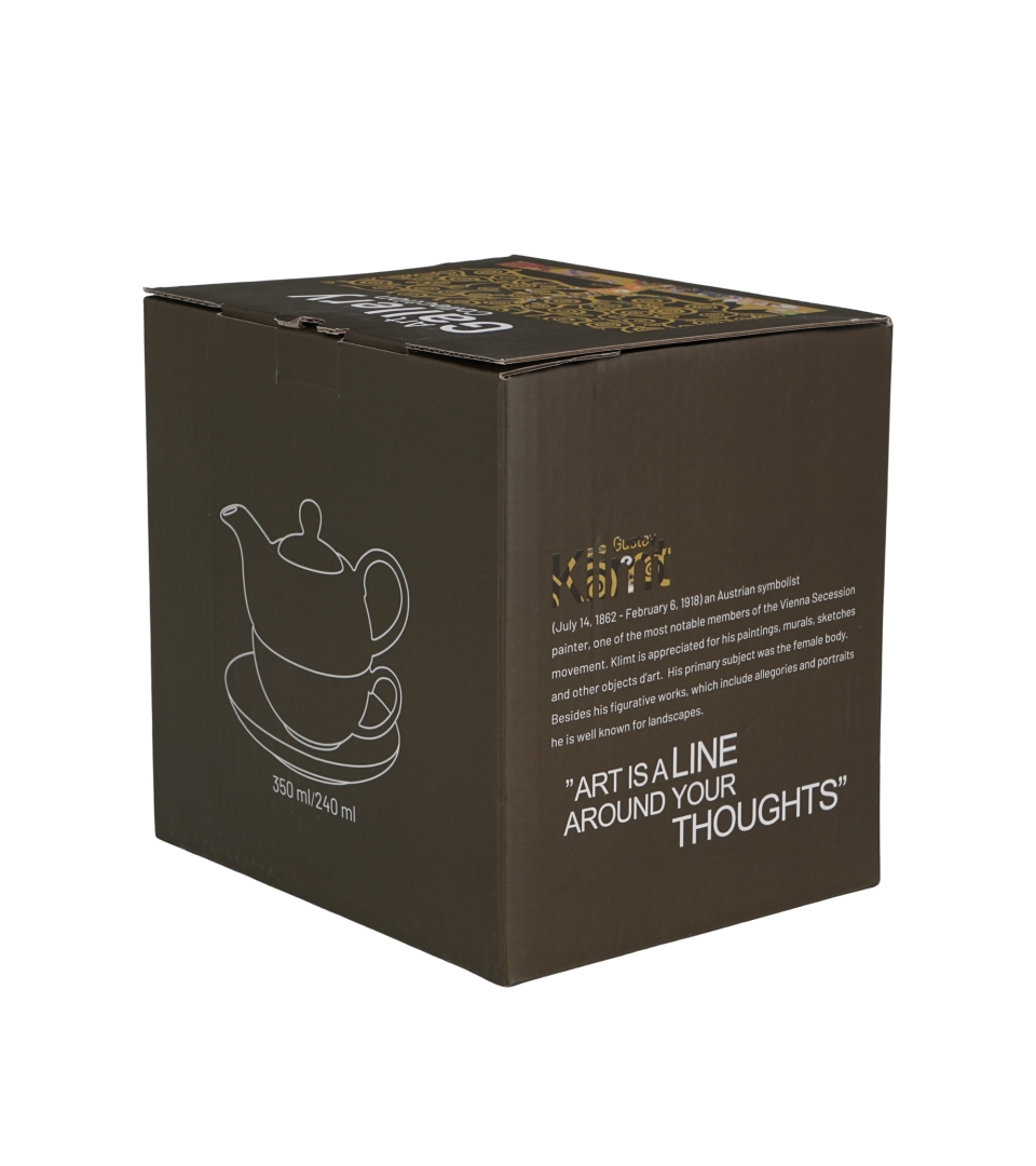 Filiżanka z dzbankiem i zaparzaczem TREE OF LIFE Brown inspired by Gustav Klimt