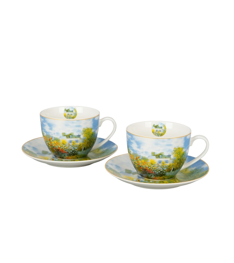 2 filiżanki ze spodkami THE GARDEN AT ARGENTEUIL inspired by Monet