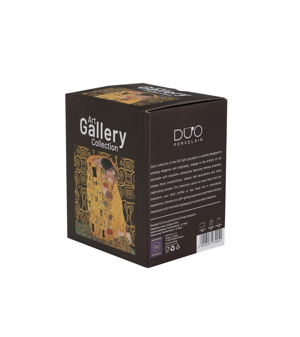 Kubek kwadratowy THE KISS BROWN inspired by Klimt