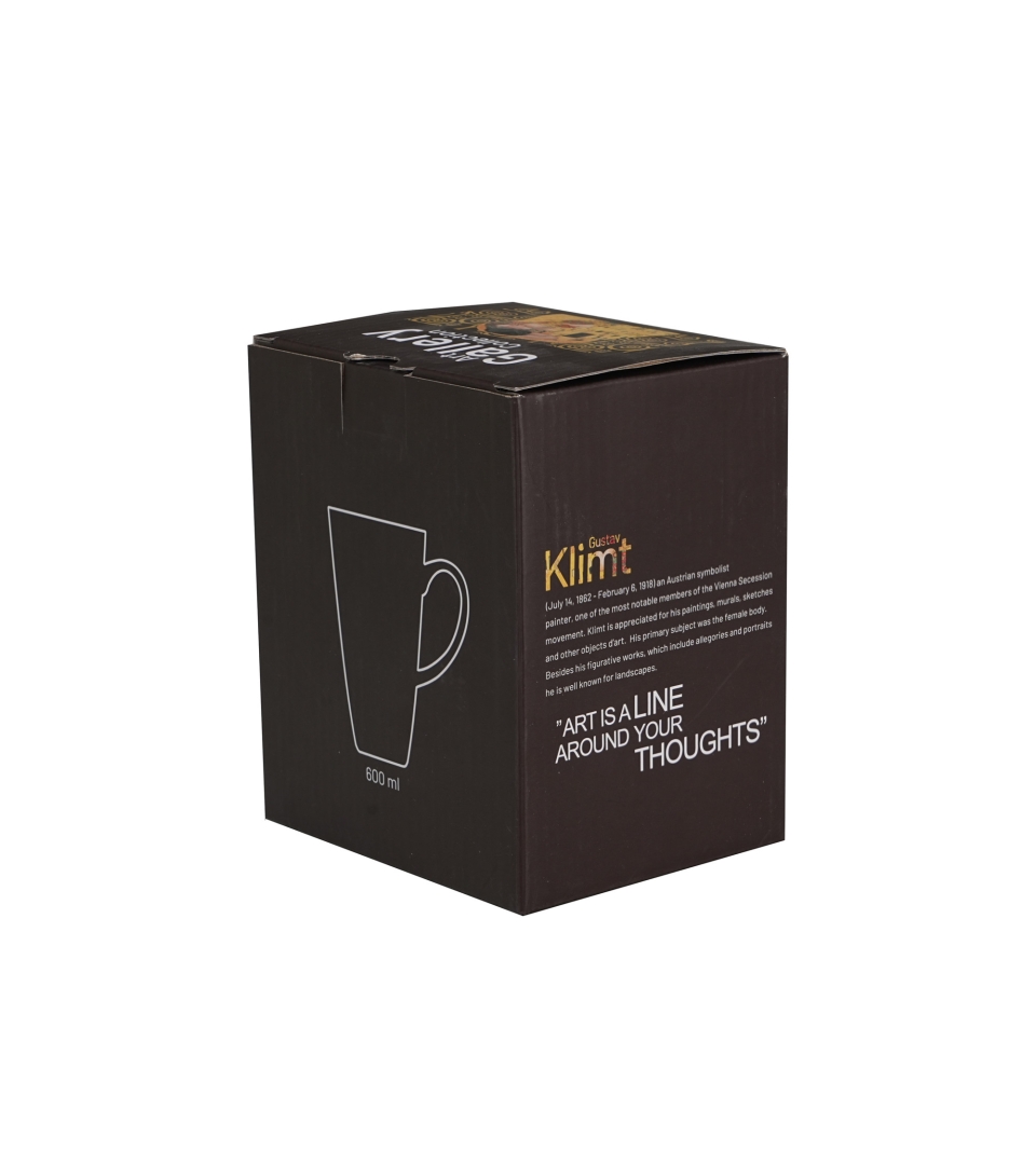 Kubek kwadratowy THE KISS BROWN inspired by Klimt