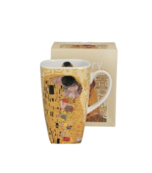 Kubek kwadratowy THE KISS ECRU inspired by Klimt