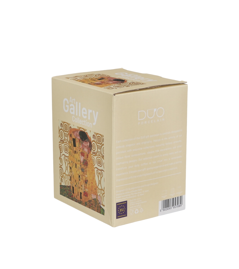 Kubek kwadratowy THE KISS ECRU inspired by Klimt