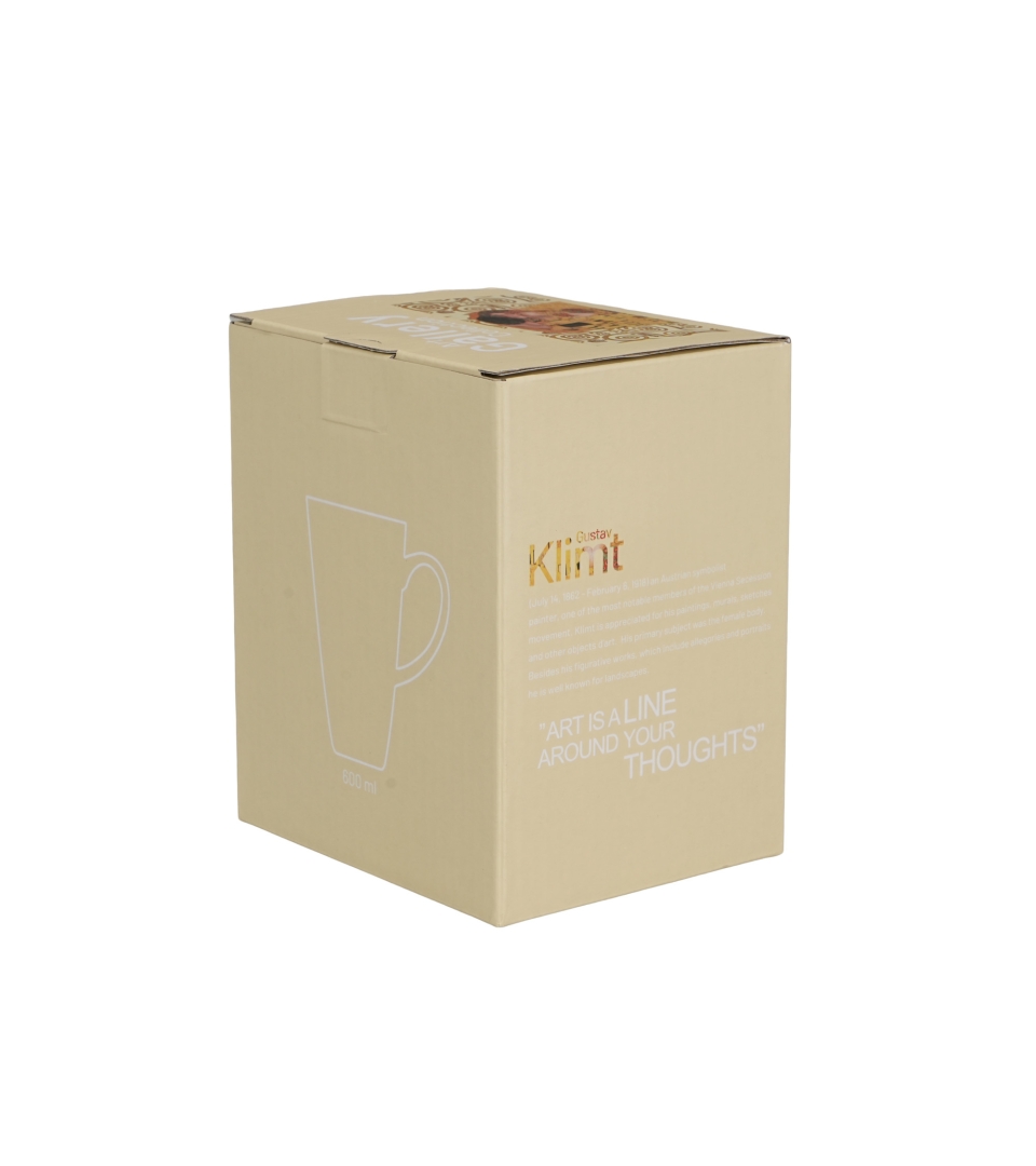 Kubek kwadratowy THE KISS ECRU inspired by Klimt