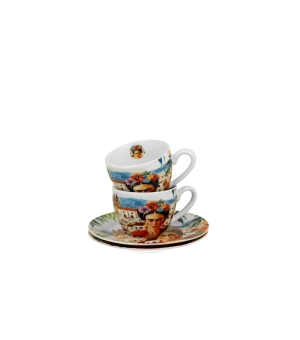 2 filiżanki espresso ze spodkami MEXICAN ART RED