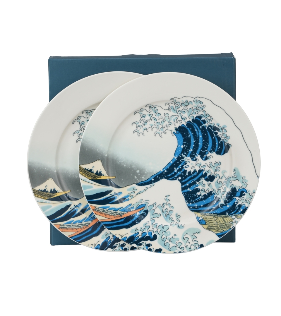 Komplet 2 talerze deserowe THE GREAT WAVE inspired by K. Hokusai