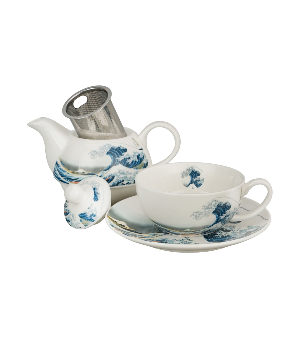 Filiżanka z dzbankiem i spodkiem THE GREAT WAVE inspired by K. Hokusai