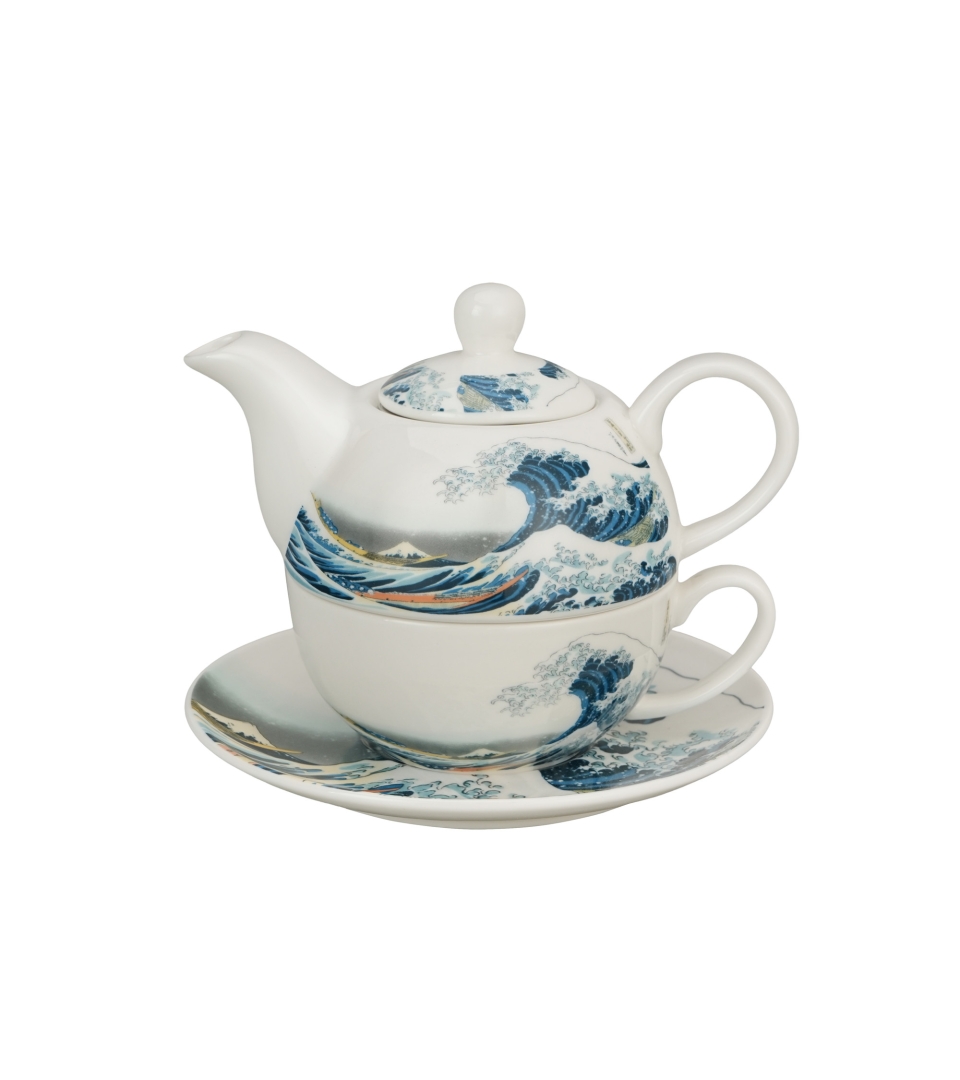 Filiżanka z dzbankiem i spodkiem THE GREAT WAVE inspired by K. Hokusai