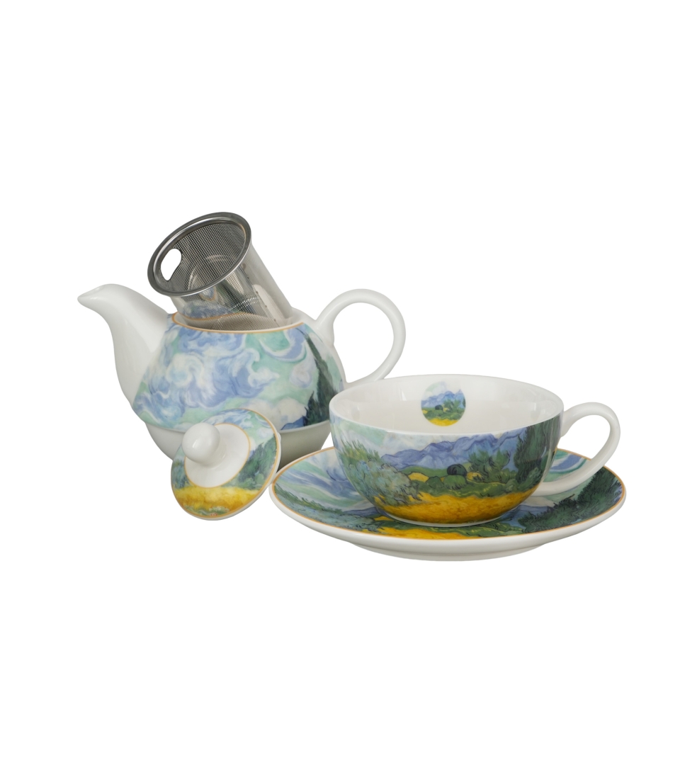 Filiżanka z dzbankiem i spodkiem WHEAT FIELD inspired by Van Gogh
