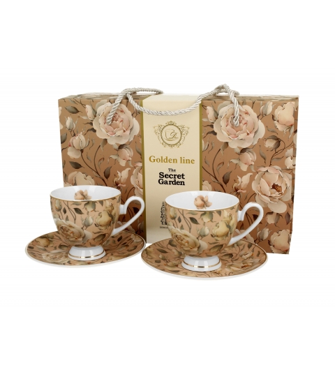 2 filiżanki ze spodkami ENGLISH ROSES CREAM - Golden Line