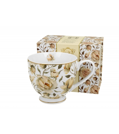 Kubek na stopce ENGLISH ROSES WHITE - Golden Line