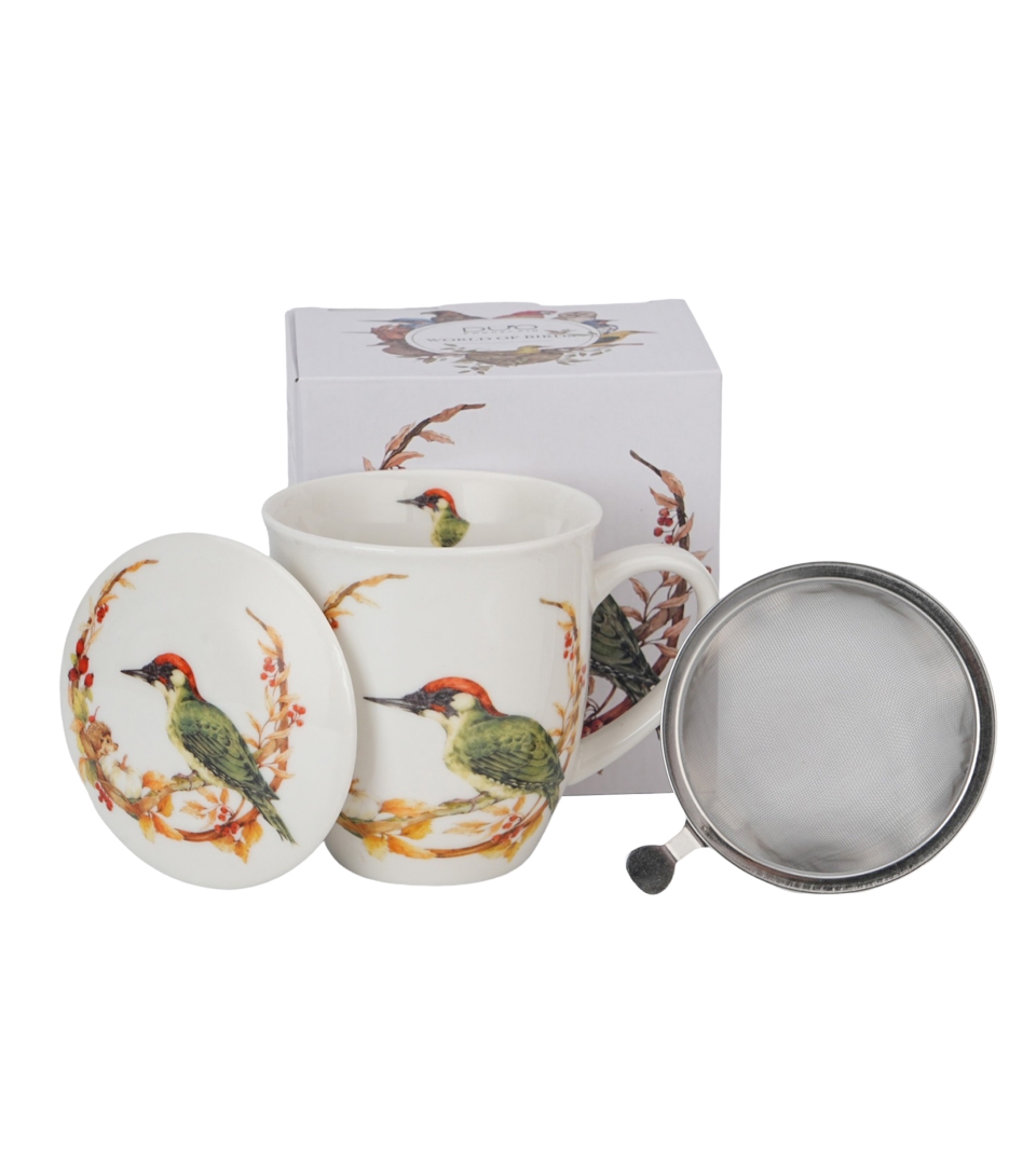 Kubek z zaparzaczem Ptasi Świat DZIĘCIOŁ ZIELONY