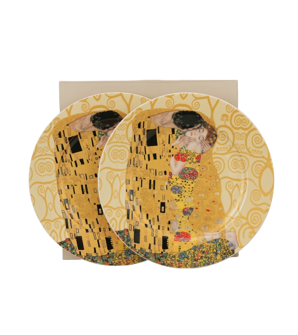 Komplet 2 talerze deserowe THE KISS ECRU inspired by Klimt