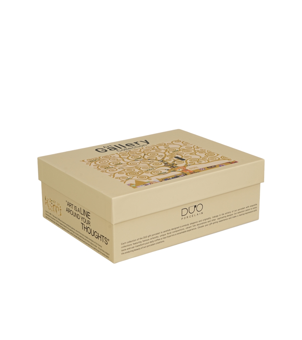 2 filiżanki espresso ze spodkami TREE OF LIFE Ecru inspired by Gustav Klimt