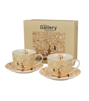 2 filiżanki ze spodkami TREE OF LIFE Ecru inspired by Gustav Klimt