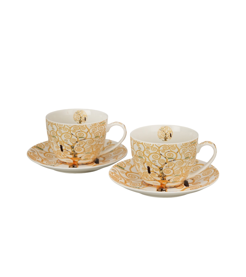 2 filiżanki ze spodkami TREE OF LIFE Ecru inspired by Gustav Klimt
