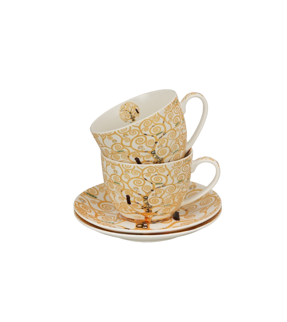 2 filiżanki ze spodkami TREE OF LIFE Ecru inspired by Gustav Klimt