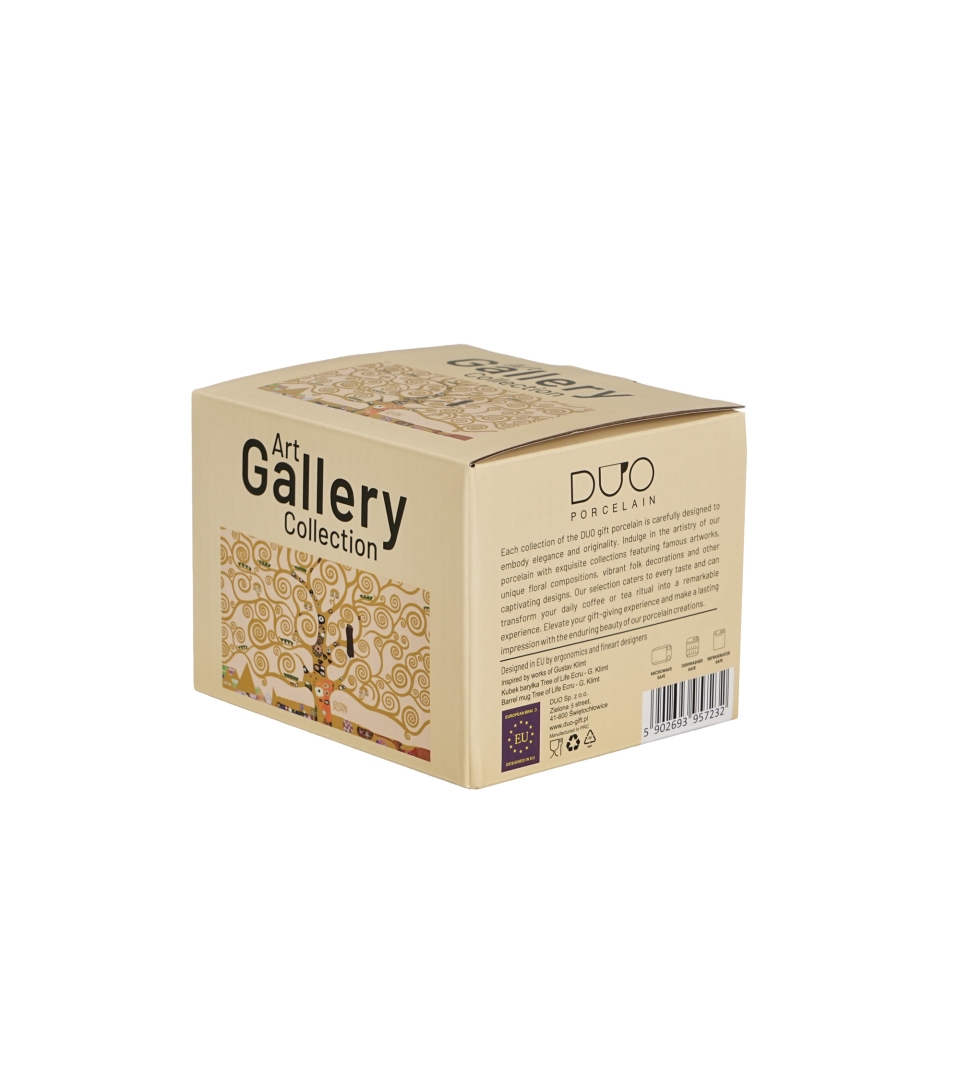 Kubek baryłka TREE OF LIFE Ecru inspired by Gustav Klimt