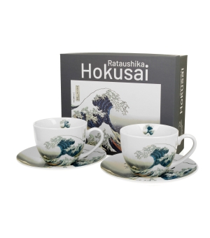 2 filiżanki ze spodkami THE GREAT WAVE inspired by Hokusai